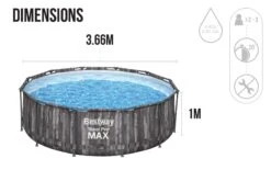 Bestway 12ft X 39.5in Wood Print Round Steel Pro Max Above Ground Pool Set -Bestway Sale 12ft bestway wood print swimming pool for garden