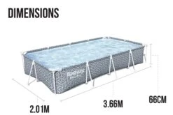 Bestway 12ft X 6.6ft X 26in Leaf Print Rectangle Steel Pro Above Ground Pool Set -Bestway Sale 12ft rectangular pool