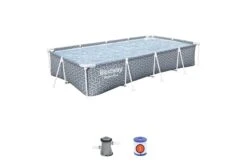 Bestway 12ft X 6.6ft X 26in Leaf Print Rectangle Steel Pro Above Ground Pool Set -Bestway Sale 12ftsteelframepool