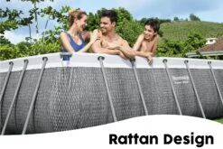 13.3ft X 6.7ft X 39.5in Rattan Print Rectangle Power Steel Above Ground Pool Set -Bestway Sale 13.3ft swimming pool