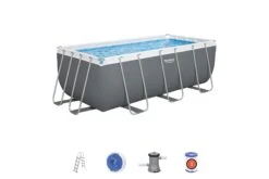 Bestway 13.6ft X 6.7ft X 48in Dark Grey Rectangle Power Steel Above Ground Pool Set -Bestway Sale 13.6ft bestway swimming pool