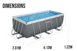 Bestway 13.6ft X 6.7ft X 48in Dark Grey Rectangle Power Steel Above Ground Pool Set -Bestway Sale 13.6ft rectangular swimming pool set