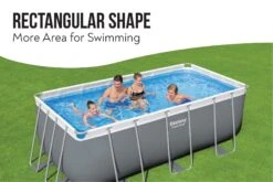 Bestway 13.6ft X 6.7ft X 48in Dark Grey Rectangle Power Steel Above Ground Pool Set -Bestway Sale 13.6ft steel frame pool
