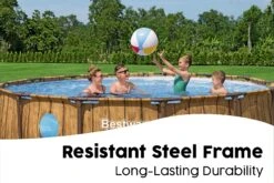 14ft X 42in Wood Print Round Steel Pro Max Splashview Above Ground Pool Set -Bestway Sale 14ft steel framed pools