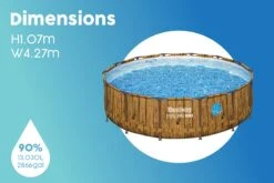 14ft X 42in Wood Print Round Steel Pro Max Splashview Above Ground Pool Set -Bestway Sale 14ft wood print pool