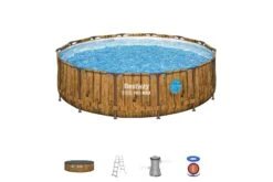 14ft X 42in Wood Print Round Steel Pro Max Splashview Above Ground Pool Set -Bestway Sale 14ft wood splashview above ground pool