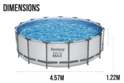 Bestway 15ft X 48in Grey Round Steel Pro Max Above Ground Pool Set -Bestway Sale 15ft above ground pools