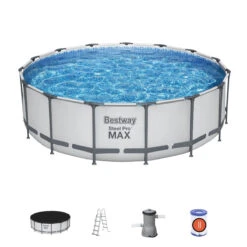 Bestway 15ft X 48in Grey Round Steel Pro Max Above Ground Pool Set