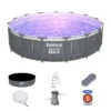 Bestway 15ft X 42in Dark Grey LED Round Steel Pro Max Above Ground Pool Set