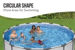 Bestway 15ft X 48in Grey Round Steel Pro Max Above Ground Pool Set -Bestway Sale 15ft metal framed pool