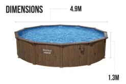 Bestway 16ft X 52in Wood Print Round Hydrium Steel Above Ground Pool Set 19 Bestway 16ft X 52in Wood Print Round Hydrium Steel Above Ground Pool Set -Bestway Sale 16ft family garden swimming pool