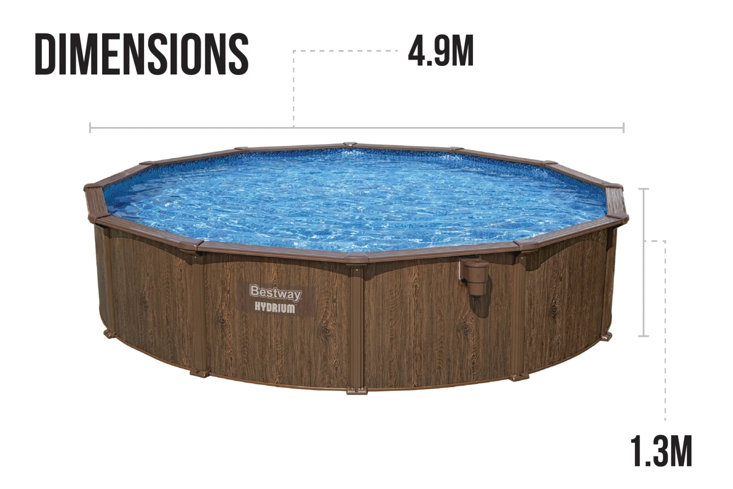 Bestway 16ft X 52in Wood Print Round Hydrium Steel Above Ground Pool Set 11 Bestway 16ft X 52in Wood Print Round Hydrium Steel Above Ground Pool Set - Image 9