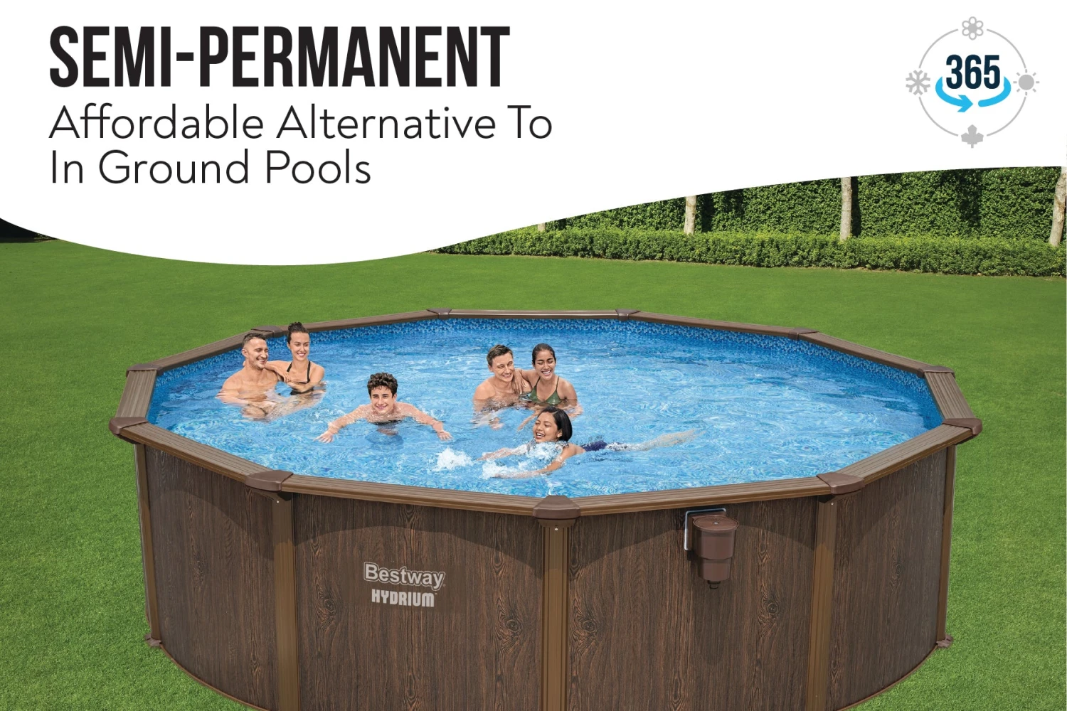 Bestway 16ft X 52in Wood Print Round Hydrium Steel Above Ground Pool Set 8 Bestway 16ft X 52in Wood Print Round Hydrium Steel Above Ground Pool Set - Image 6