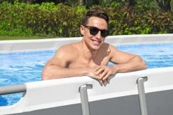 Bestway 18ft X 9ft X 48in Dark Grey Rectangle Power Steel Above Ground Pool Set -Bestway Sale 18ft above ground pools