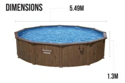 Bestway 18ft X 52in Wood Print Round Hydrium Steel Above Ground Pool Set -Bestway Sale 18ft bestway swimming pool