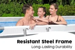 Bestway 18ft X 9ft X 48in Dark Grey Rectangle Steel Pro MAX Above Ground Pool Set -Bestway Sale 18ft bestway swimming pool steel framed