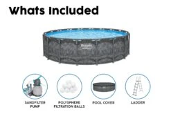 18ft X 52in Grey Round APX 365 Above Ground Pool Set -Bestway Sale 18ft large round swimming pool