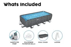 18ft X 52in Grey Rectangular APX 365 Steel Above Ground Pool Set -Bestway Sale 18ft large swimming pool