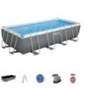 Bestway 18ft X 9ft X 48in Dark Grey Rectangle Power Steel Above Ground Pool Set 1 Bestway 18ft X 9ft X 48in Dark Grey Rectangle Power Steel Above Ground Pool Set -Bestway Sale 18ft power steel frame pool