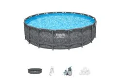18ft X 52in Grey Round APX 365 Above Ground Pool Set -Bestway Sale 18ft round above ground pool