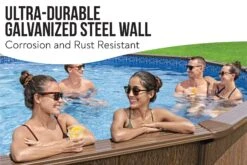 Bestway 18ft X 52in Wood Print Round Hydrium Steel Above Ground Pool Set -Bestway Sale 18ft semi semi permanent pool