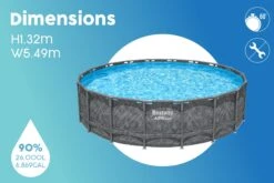 18ft X 52in Grey Round APX 365 Above Ground Pool Set -Bestway Sale 18ft steel framed pool