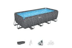 18ft X 52in Grey Rectangular APX 365 Steel Above Ground Pool Set -Bestway Sale 18ft swimming pool garden