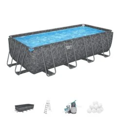18ft X 52in Grey Rectangular APX 365 Steel Above Ground Pool Set