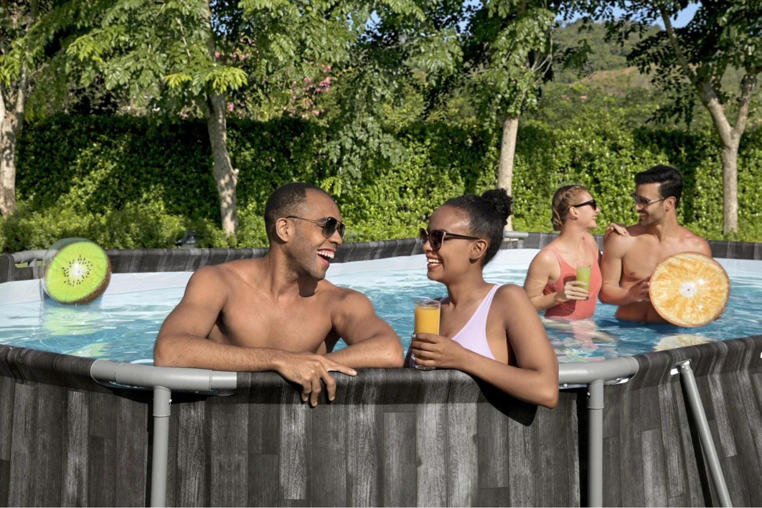 Bestway 20ft X 48in Wood Print Oval Power Steel Above Ground Pool Set 6 Bestway 20ft X 48in Wood Print Oval Power Steel Above Ground Pool Set - Image 4