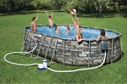 Bestway 20ft X 48in Stone Print Oval Power Steel Comfort Jet Above Ground Pool Set 15 Bestway 20ft X 48in Stone Print Oval Power Steel Comfort Jet Above Ground Pool Set -Bestway Sale 20ft metal framed pool