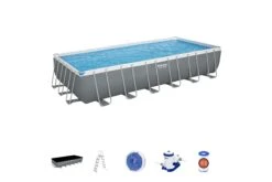 Bestway 24ft X 12ft X 52in Dark Grey Rectangle Power Steel Above Ground Pool Set 14 Bestway 24ft X 12ft X 52in Dark Grey Rectangle Power Steel Above Ground Pool Set -Bestway Sale 24ft bestway pool