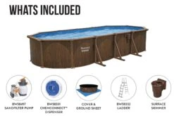 Bestway 24ft X 52in Wood Print Oval Hydrium Steel Above Ground Pool Set -Bestway Sale 24ft hydrium complete pool set