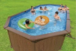Bestway 24ft X 52in Wood Print Oval Hydrium Steel Above Ground Pool Set -Bestway Sale 24ft hydrium steel frame pool
