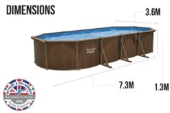 Bestway 24ft X 52in Wood Print Oval Hydrium Steel Above Ground Pool Set -Bestway Sale 24ft semi permanent swimming pool