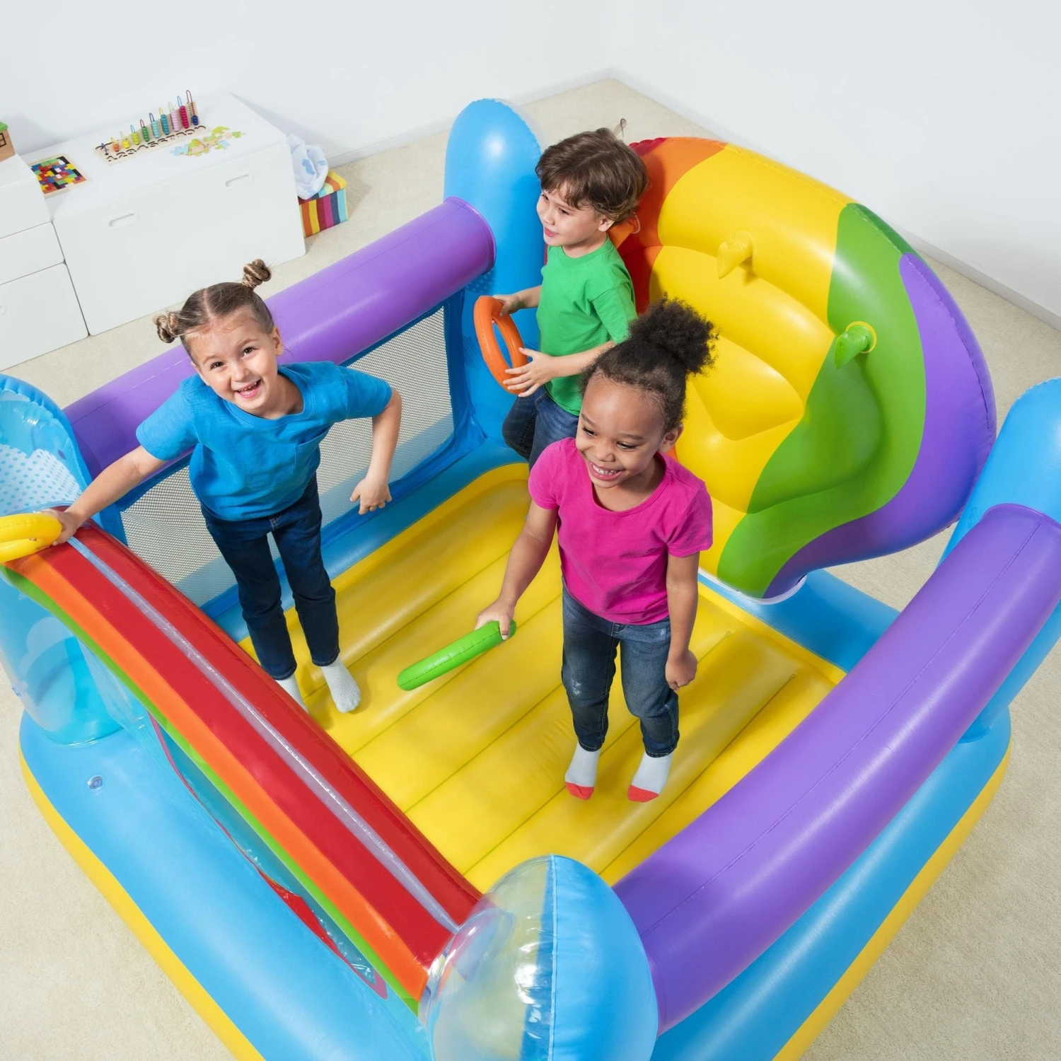 Bestway Kids Inflatable Hot Air Balloon Bouncy Castle, With Ring Toss Game 4 Bestway Kids Inflatable Hot Air Balloon Bouncy Castle, With Ring Toss Game - Image 2