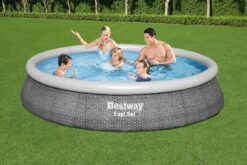 13ft X 33in Rattan Print Round Fast Set Inflatable Above Ground Pool Set -Bestway Sale 57375 57376 0003 LS WEB PL001 300dpi
