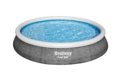 13ft X 33in Rattan Print Round Fast Set Inflatable Above Ground Pool Set -Bestway Sale 57375 57376 0006 PR WEB 300dpi