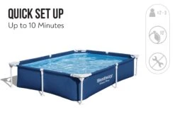 Bestway 7.3ft X 59in X 17in Navy Blue Rectangle Steel Pro Above Ground Pool -Bestway Sale 7ft bestway metal framed pool