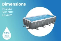 Bestway 18ft X 9ft X 48in Dark Grey Rectangle Steel Pro MAX Above Ground Pool Set -Bestway Sale BW56465GB 25 BWWebsiteCallout4