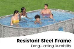 Bestway 14ft X 39.5in Stone Print Oval Steel Pro MAX Above Ground Pool Set -Bestway Sale BW56714GB 25 BWWebsiteCallout2