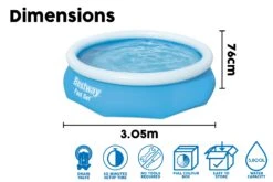 Bestway 10ft X 30in Blue Round Fast Set Inflatable Above Ground Pool 17 Bestway 10ft X 30in Blue Round Fast Set Inflatable Above Ground Pool -Bestway Sale BW57266 19 feature 6Website