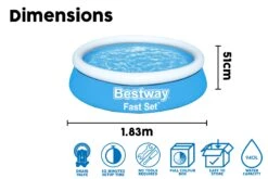 Bestway 6ft X 20in Blue Round Fast Set Inflatable Above Ground Pool -Bestway Sale BW57392 feature 6Website
