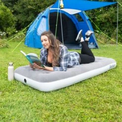 Bestway Single Flocked Jr Airbed With Electric AC Pump -Bestway Sale BW671CCGB BW671CD single airbed lifestyle 3