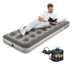 Bestway Single Flocked Airbed With Cordless Electric Battery Pump