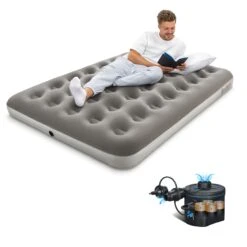 Bestway Double Flocked Airbed With Cordless Electric Battery Pump -Bestway Sale BW671CF double airbed 2