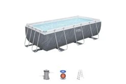 Bestway 13.3ft X 6.7ft X 39.5in Marble Print Rectangle Power Steel Above Ground Pool Set 13 Bestway 13.3ft X 6.7ft X 39.5in Marble Print Rectangle Power Steel Above Ground Pool Set -Bestway Sale Bestway AGP set 13ft pool