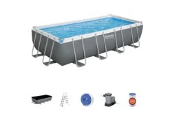 Bestway 18ft X 9ft X 48in Dark Grey Rectangle Power Steel Above Ground Pool Set -Bestway Sale Untitled 9