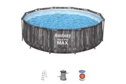 Bestway 12ft X 39.5in Wood Print Round Steel Pro Max Above Ground Pool Set -Bestway Sale above ground pool set 12ft grey