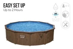 Bestway 18ft X 52in Wood Print Round Hydrium Steel Above Ground Pool Set -Bestway Sale all year round pool