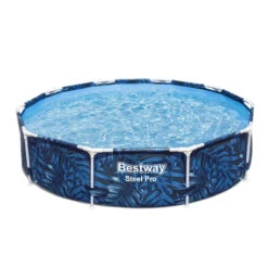 Bestway 10ft X 26in Leaf Print Round Steel Pro Above Ground Pool